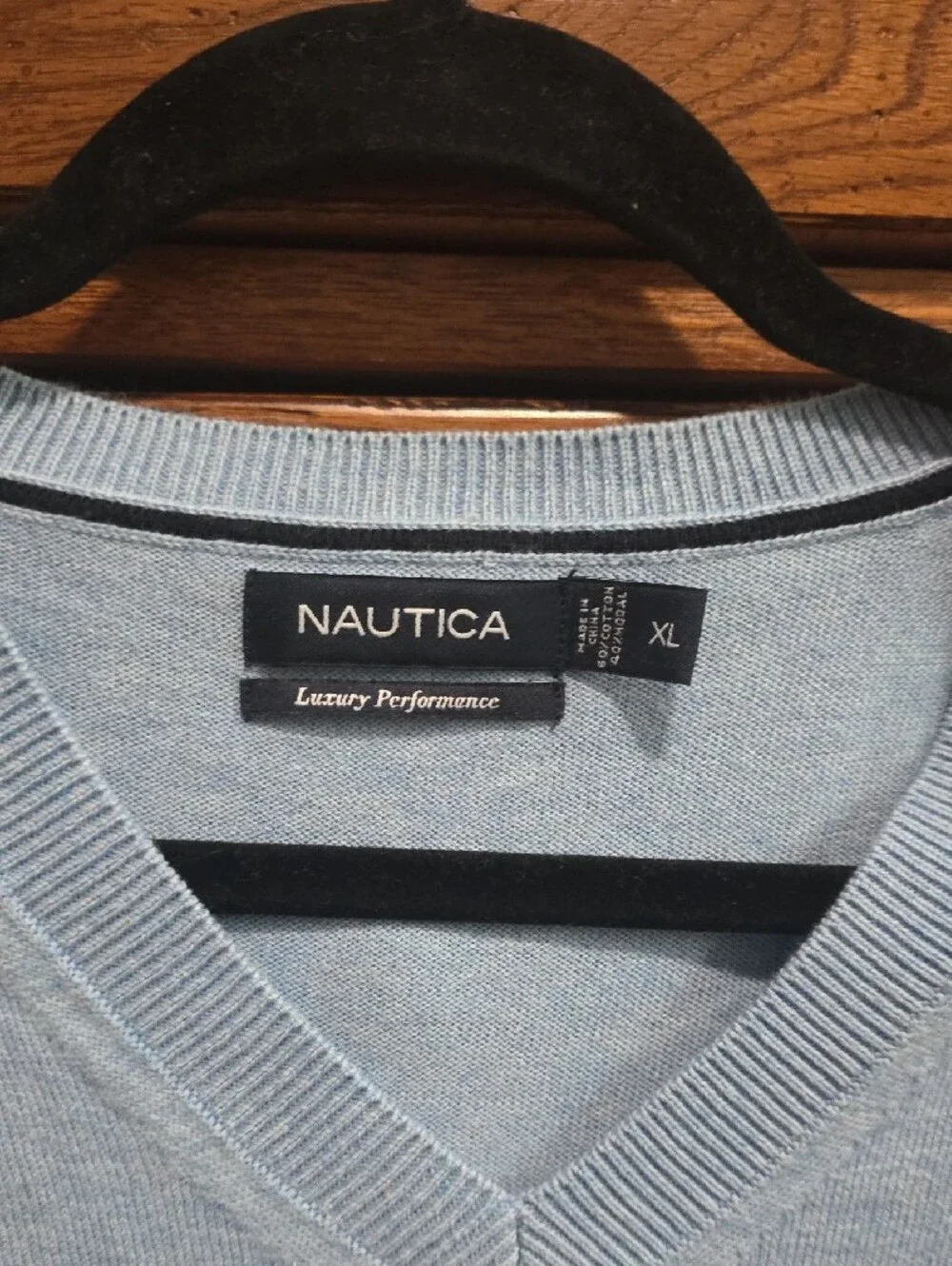 Nautica Men's Pale Blue V-Neck Sweater